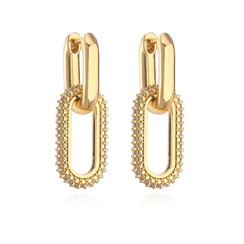 Orecchini pendenti con design retrò a doppio anello Orecchini rotondi geometrici color oro argento per donne Ragazze Punk Hip Hop Gioielli di moda G