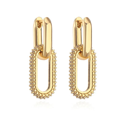 Orecchini pendenti con design retrò a doppio anello Orecchini rotondi geometrici color oro argento per donne Ragazze Punk Hip Hop Gioielli di moda G