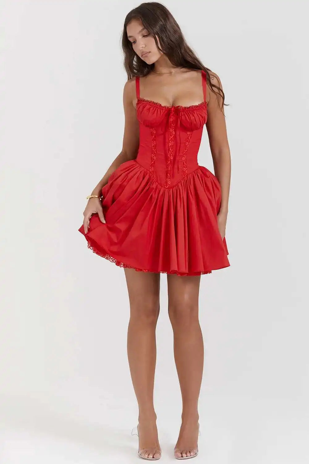 Townlike Lace Patchwork a-line Dress Women Spaghetti Strap Mini 2024 Sping Summer Dress Backless Nightclub abiti da festa Sexy