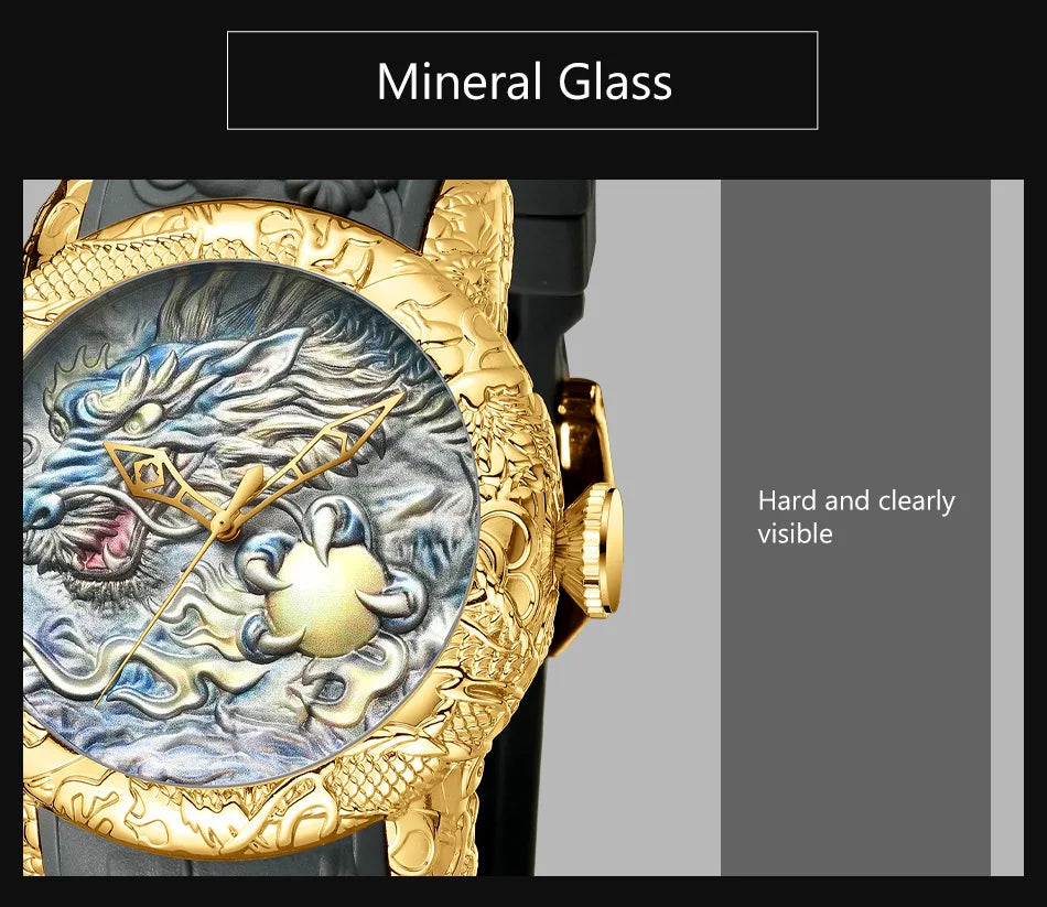 BIDEN impermeabile sport uomo orologi Dragon Design orologio al quarzo per uomo cinturino in Silicone orologio da polso orologio maschile Relogio Masculino