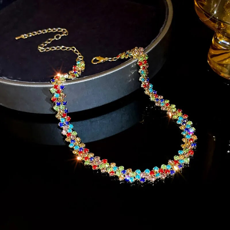 Collana girocollo di lusso con strass pieni lucidi per le donne Collane di cristallo geometriche personalizzate Regali per feste di gioielli da sposa