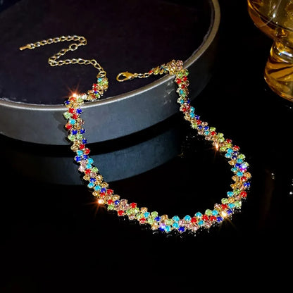 Collana girocollo di lusso con strass pieni lucidi per le donne Collane di cristallo geometriche personalizzate Regali per feste di gioielli da sposa