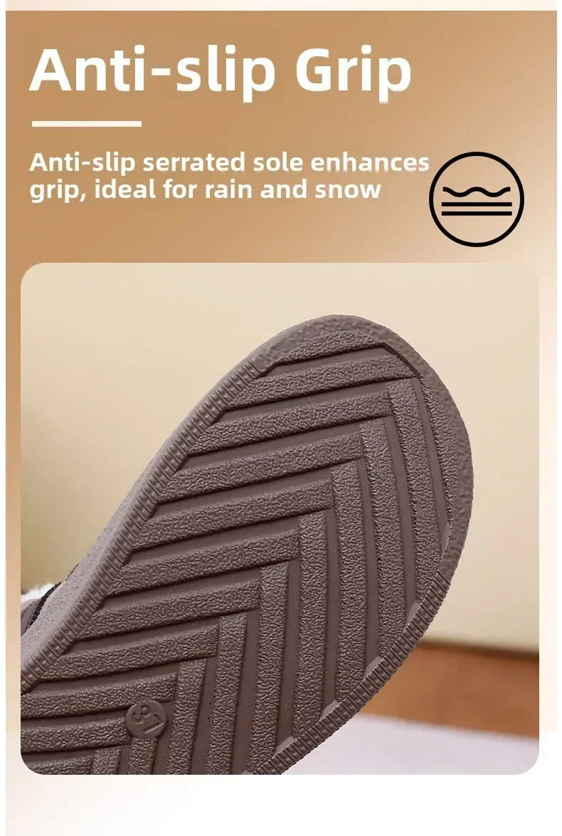 Stivali da neve da donna per l'inverno, con fodera in pile, scarpe basse casual, impermeabili, antiscivolo, resistenti, comode e calde, scarpe da donna in stile retrò.