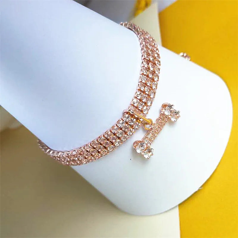 Collare di Lusso con Strass per Cani e Gatti di Piccola Taglia, Accessori per Animali Domestici