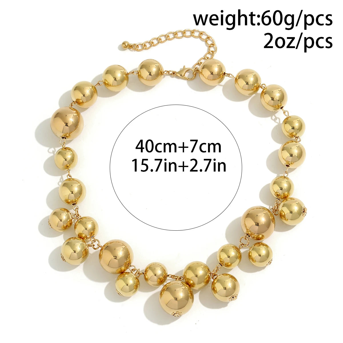 Collana esagerata in acrilico CCB con perline a sfera grande per donna Wed Vintage Chunky Clavicola Catena Grunge Gioielli Steampunk Uomo