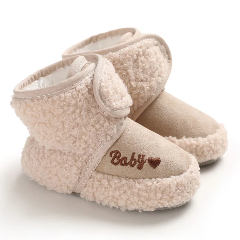 Scarpe da Passeggio per Neonati 0-1 Anno, Scarpe in Cotone con Suola Morbida e Chiusura a Velcro, Calde e Spesse, Stivali Invernali da Neve, Calzature per Neonati