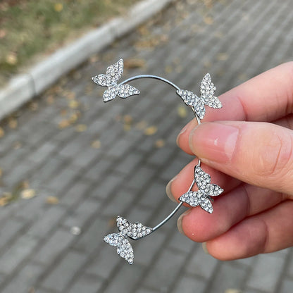 Clip per orecchio a farfalla in stile coreano senza piercing per le donne Orecchini a clip per polsino dell'orecchio con zirconi scintillanti Regali di gioielli per feste di nozze