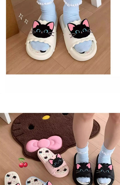 Nuove pantofole vivide da gattino scarpe estive personalizzate da donna donna gatto nero pantofola in EVA scarpe da casa inodore pantofola da spiaggia da bagno