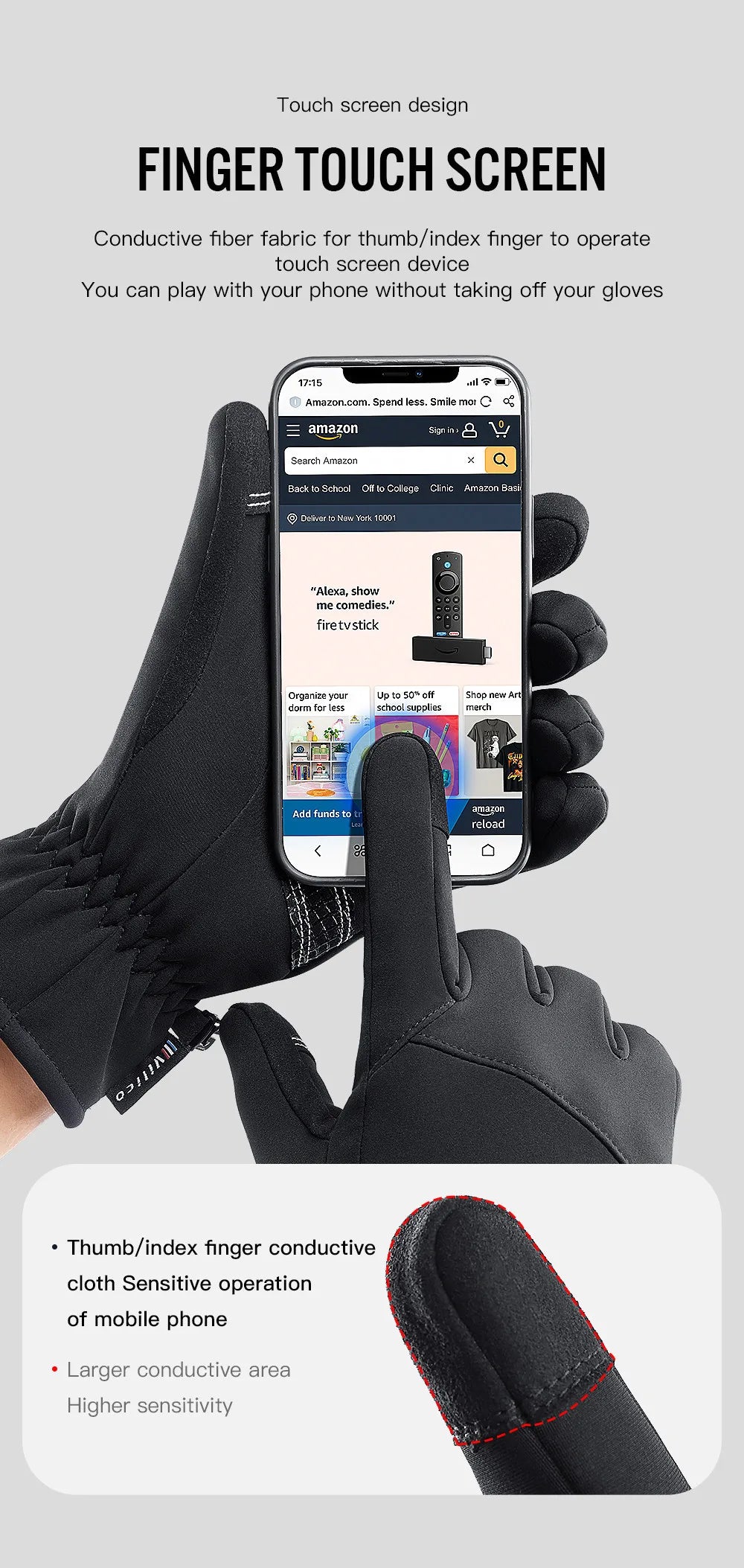 Guanti da ciclismo impermeabili invernali da uomo Sport all'aria aperta Corsa da moto Sci Touch Screen Guanti in pile antiscivolo Caldi dita intere