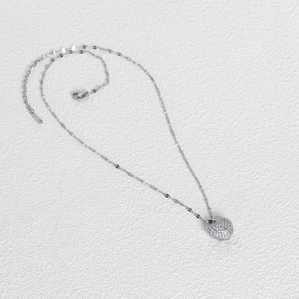 Set con ciondolo a forma di cuore con zirconi, temperamento femminile, collana in acciaio inossidabile placcato oro, regali di gioielli per feste di nozze