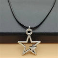 La più nuova moda tibetana cava doppia stella pendente collana girocollo fascino cordoncino in pelle nera prezzo di fabbrica gioielli fatti a mano regali