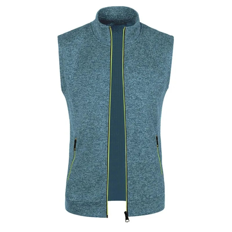 Cappotti senza maniche con cerniera da uomo autunno maglioni dolcevita da esterno traspirante tinta unita streetwear giacca gilet uomo top atletici