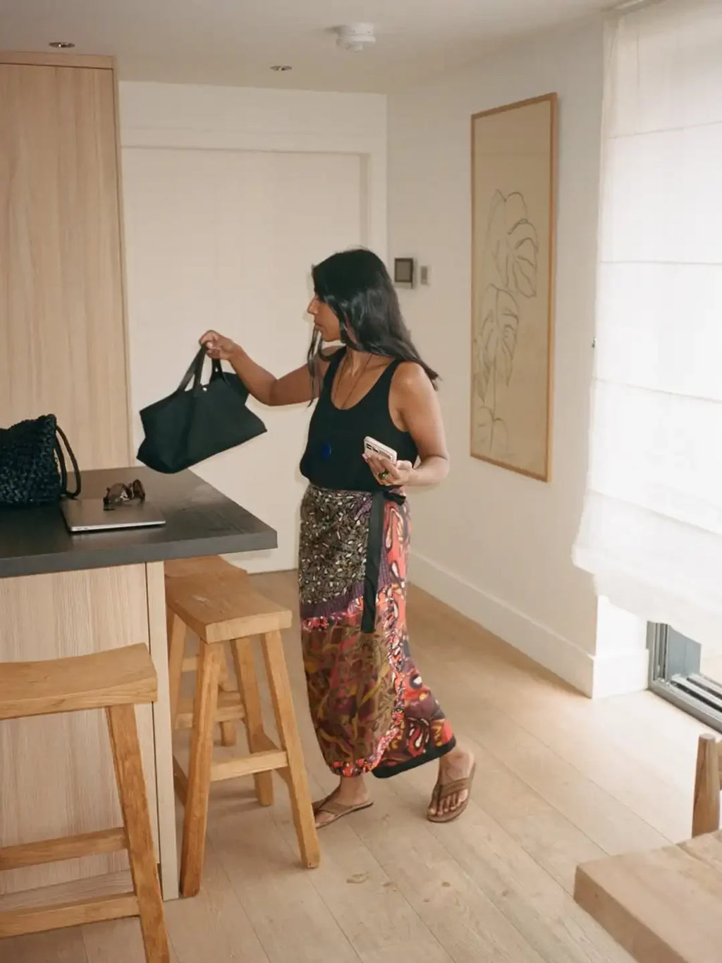Gonna midi avvolgente da donna con stampa boho, in raso, a vita alta, con spacco, ampia e lunga, nuova collezione estate 2026, abbigliamento da strada per le vacanze.