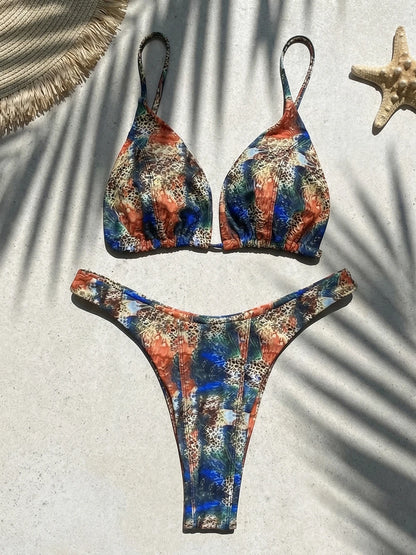 Micro Maillots de Bain Sexy Femmes String Bikini Ensembles Maillot de Bain Brésilien Imprimé Biquini Maillot de Bain Vêtements de Plage