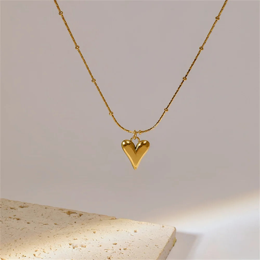EILIECK Acciaio inossidabile 316L Cuore Amore Collana Bracciali Orecchini Set per le donne Nuovi gioielli impermeabili placcati oro 18 carati alla moda