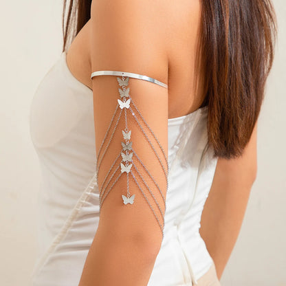 Ingemark 17 Stili Boho Ciondolo in cristallo Braccialetti aperti per le donne Wed Bridal Goth Nappa Braccialetti con braccio a maglie Regalo di gioielli per feste