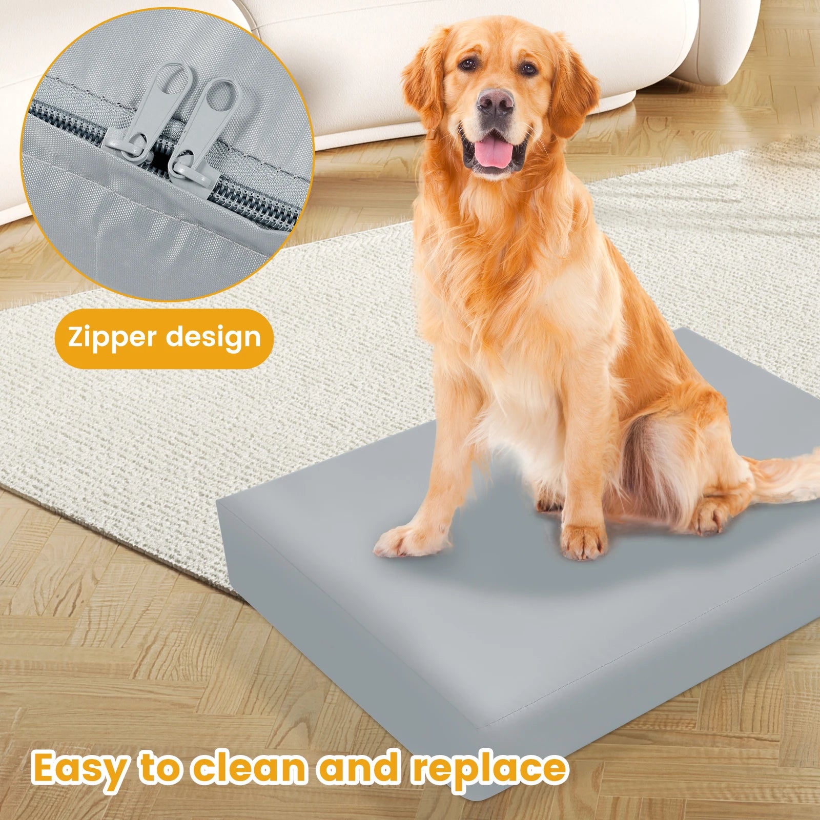 Copriletto per cani Copriletto per cani impermeabile in tessuto Oxford con cerniera Fodera per letto per cani rimovibile Facile da lavare Forniture per animali domestici S/M