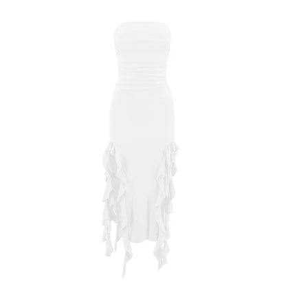 Women's Summer Sexy Dress New Summer Straight Shoulder Lace Dress With Jellyfish Stylish And Design DressFlouce