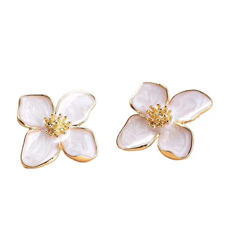 Orecchini a forma di fiore Obega Orecchini a bottone con fiori bianchi rosa Orecchini da donna Primavera Estate Nuovi gioielli carini per ragazze alla moda