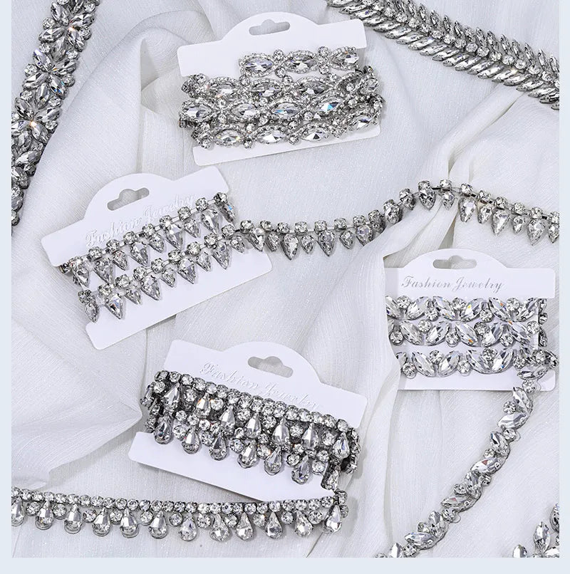 Ducrystal 1 metro motivo strass nastro hot fix vetro cristallo strass trim catena per scarpe fai da te, borse, abiti decorazione