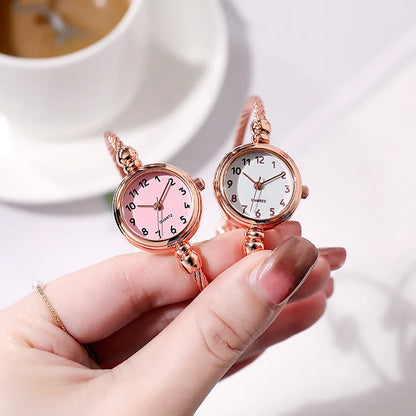 Orologio da polso da donna Orologio da donna con piccolo braccialetto in oro Orologio da polso da donna al quarzo retrò in acciaio inossidabile Orologio da polso