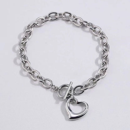 Aomogo Set INS Exquisite Love Fashion Bracciale in acciaio inossidabile Orecchini Collana Set di ciondoli Articoli quotidiani per le donne Bomboniere