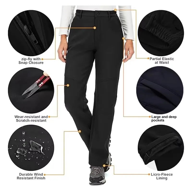 I pantaloni invernali da donna sono caldi, impermeabili, antivento, campeggio, viaggi all'aperto, alpinismo, ciclismo, pantaloni sportivi