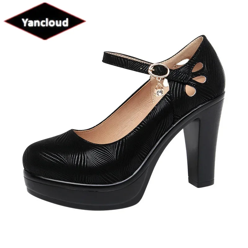 Plus Size 32-43 Block Heel Platform Shoes Women Pumps 2025 Spring High Heels Shoes Ladies Office Shoe Elegant Wedding Shoes