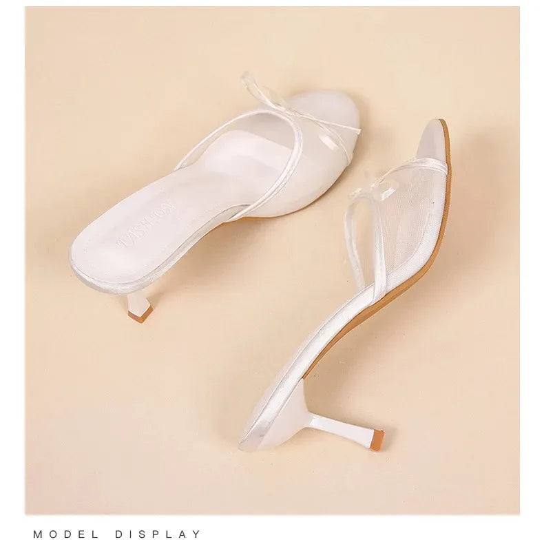Damen Sommersandalen Elegante Sandalen Damen High Heels Mode Schmetterling Knoten offene Zehen Hausschuhe High Quality Marken Designer Damenschuhe