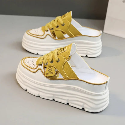Estate nuovi sandali da donna moda traspirante aumento Baotou Semi-pantofole donna piccola scarpa bianca sandali Sexy Zapatillas