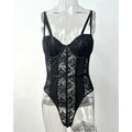 Body sexy in pizzo per donna Corpi Top da donna elegante 2025 Nuova estate Body aderente a costine