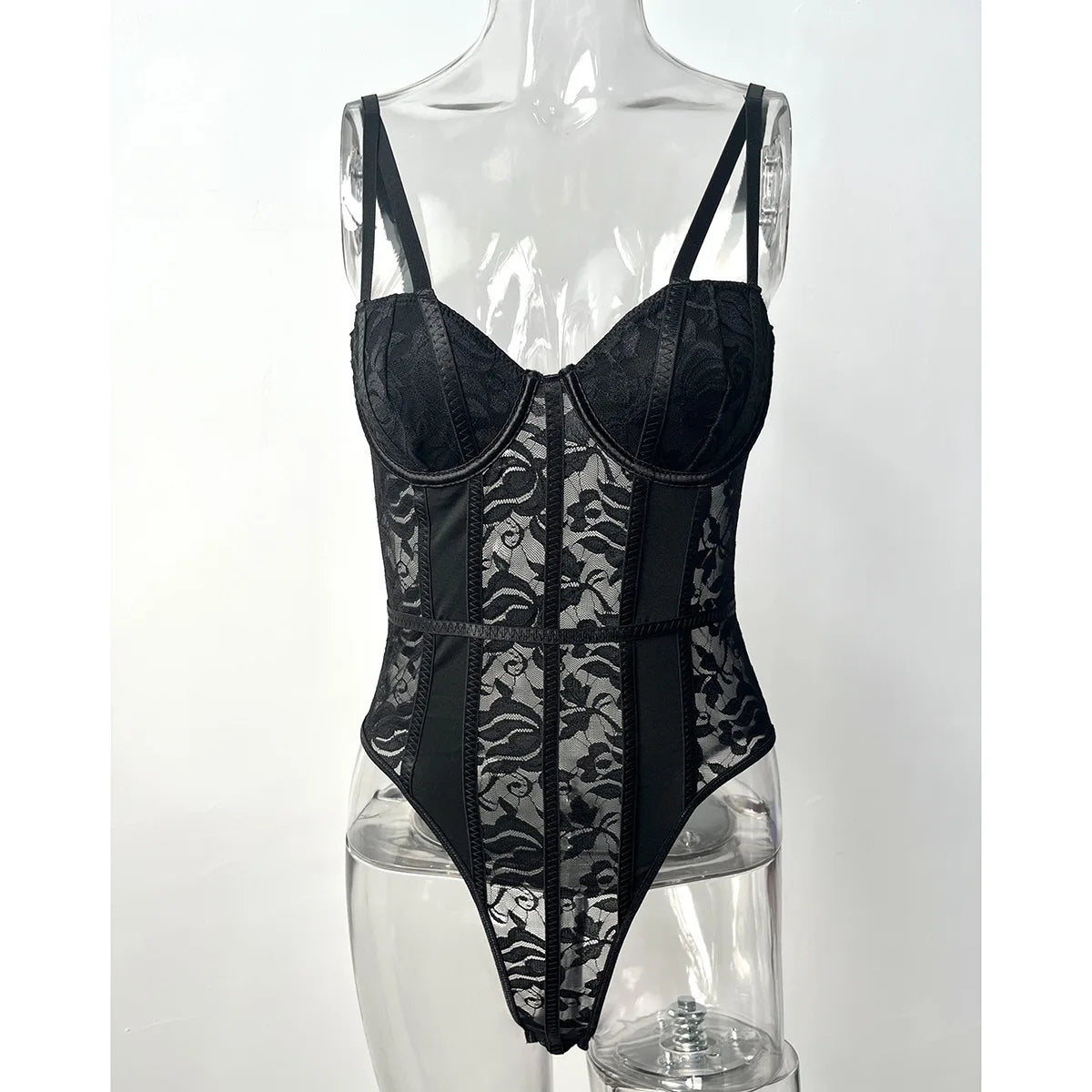 Body sexy in pizzo per donna Corpi Top da donna elegante 2025 Nuova estate Body aderente a costine