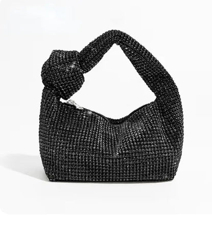 Borse da sera con nodo con strass con manico Borsa con manico superiore in cristallo argento per borse da donna e borsette Borsa di design di lusso
