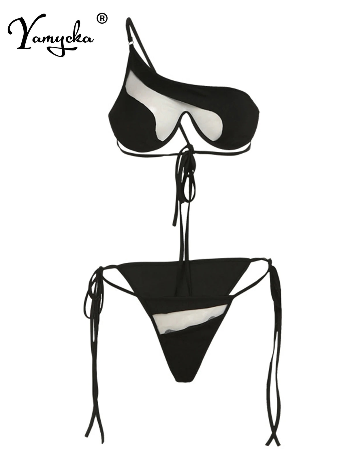 Maillot de bain sexy en résille transparente, bikini ficelle, pour femmes, vêtement de plage d'été, micro bikini push-up, ensemble maillot de bain, body