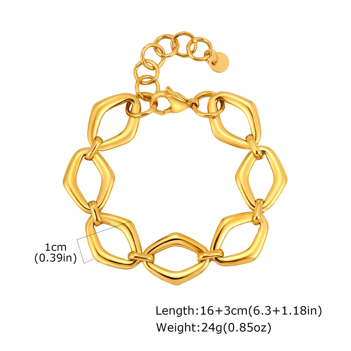 Braccialetti a ginocchiera robusti e audace da donna, bracciale a catena a maglie con fibbia OT in acciaio inossidabile placcato oro senza appannamento