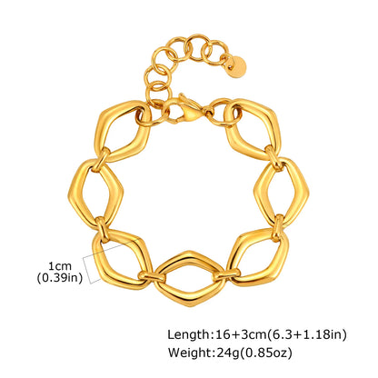 Braccialetti a ginocchiera robusti e audace da donna, bracciale a catena a maglie con fibbia OT in acciaio inossidabile placcato oro senza appannamento