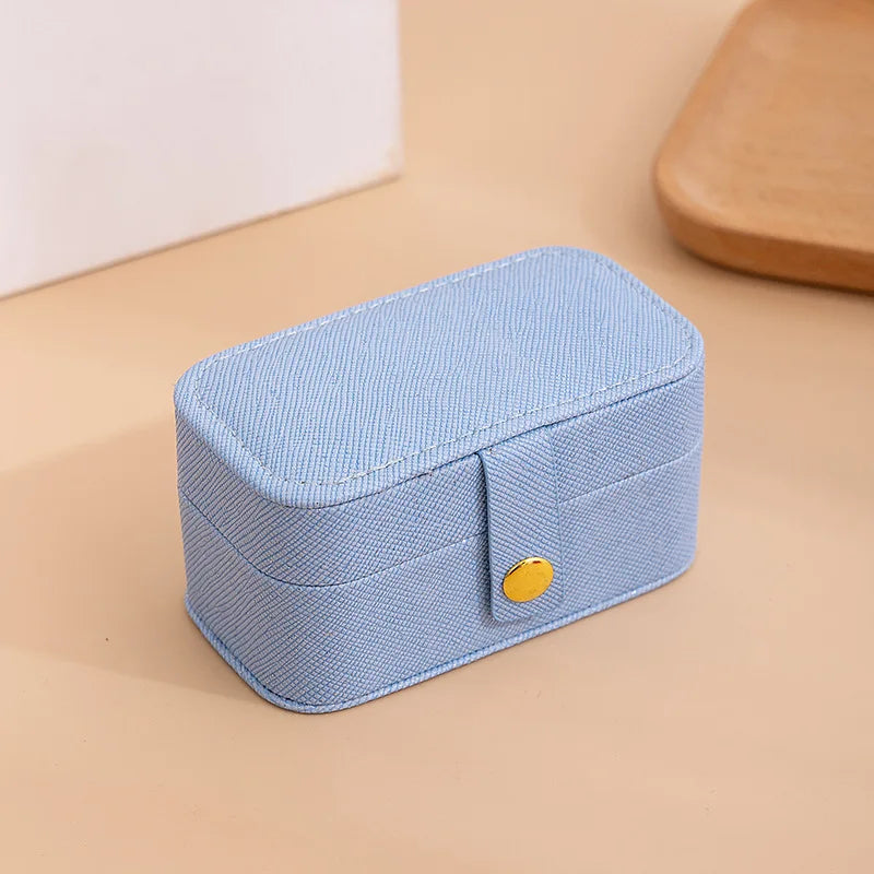 Elegante Scatola Portagioie in Pelle PU, Semplice Contenitore per Anelli, Collane e Orecchini, Stile Minimalista, Portatile per Uso Quotidiano e Viaggi