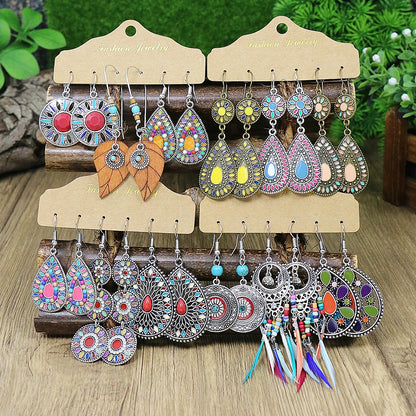 Orecchini da donna multi-stile stile Boho Forma geometrica Ciondola i gioielli dell'orecchio abbinano vari regali per decorazioni per feste