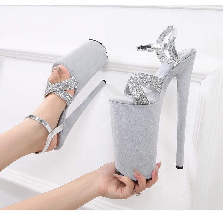 Black matte women's shoes with super high heels 26CM ladies shoes  Sandals women High Heels  luxury on sale Art Appreciation