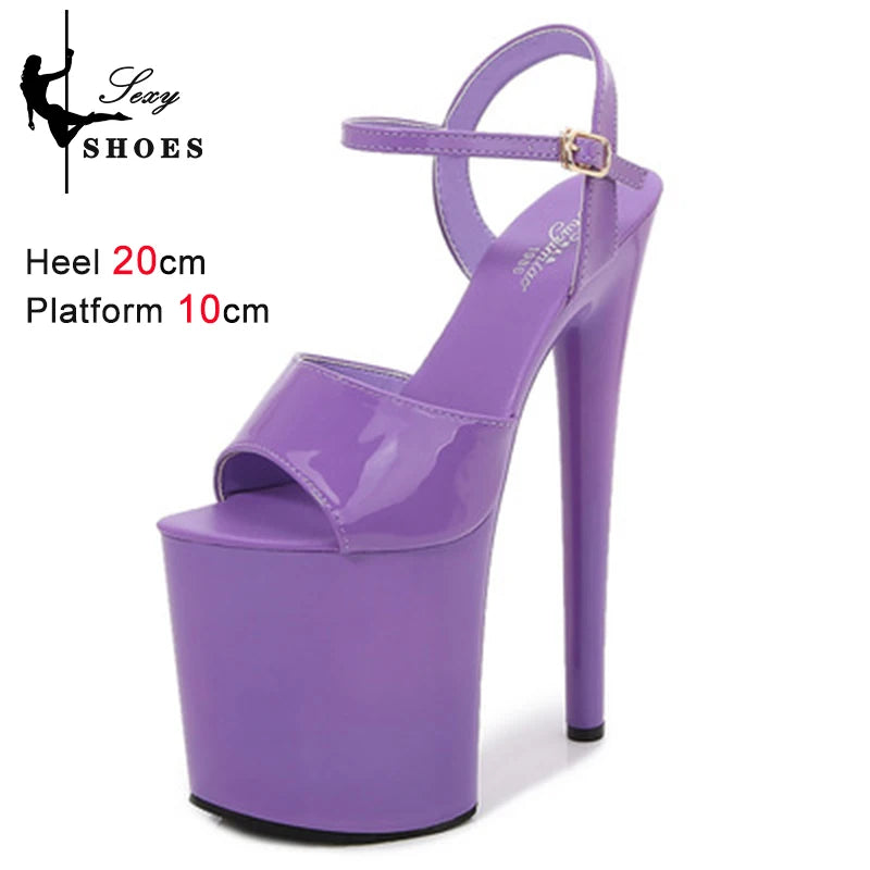 Women Sexy Show Sandals 20 CM High Heels Sexy Platform Color Sandals Girls 8Inch Super High Heels Shoe for Party Club Stripper