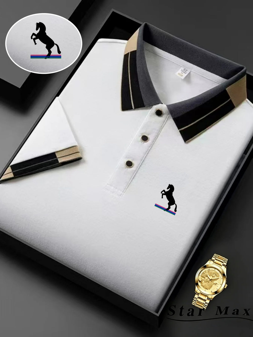 Polo di Lusso a Maniche Corte da Uomo con Ricamo a Cavallo, Stile Milano, T-Shirt Casual Estiva, Abbigliamento Business di Marca per Uomo