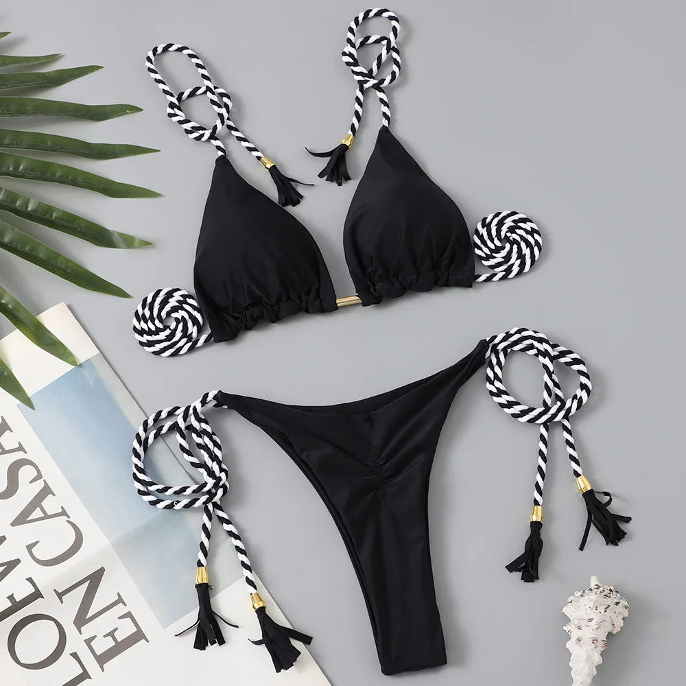 Costume da bagno donna bikini set bikini sexy con coulisse costumi da bagno leopardo due pezzi costume da bagno costume da bagno bikini con lacci biquinis