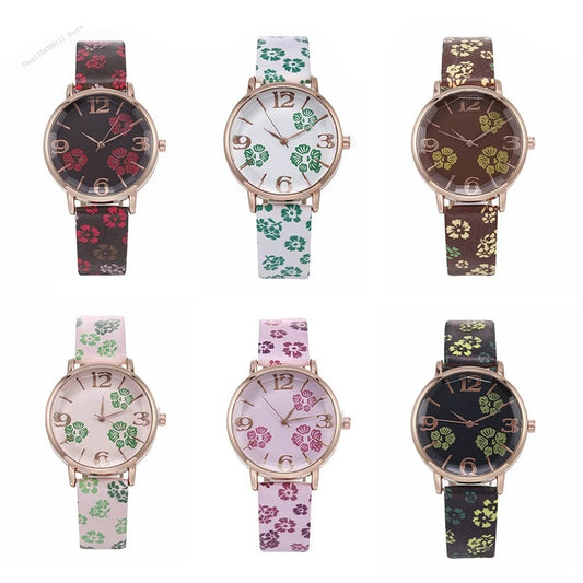 Orologi da donna con fiori colorati Orologi da polso al quarzo con cintura stampata per ragazze Orologi da donna Orologio casual Regalo Relógios Feminino