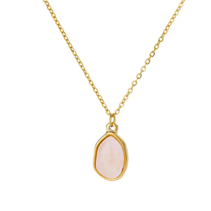 Collana ovale in pietra opale di moda per donna Collana con ciondolo in pietra ovale color oro in acciaio inossidabile Regalo di gioielli estetici per matrimonio