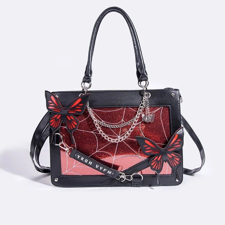 Sweet Y2k Lolita Butterfly Chain borse a tracolla Trendy Gothic Harajuku Ita Bag Japanese Chic Women borse trasparenti Crossbody