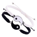 1 set di 2 semplici braccialetti di regolazione telescopica intrecciata in corda Yin e Yang in bianco e nero Tai Chi Bagua per uomini e donne