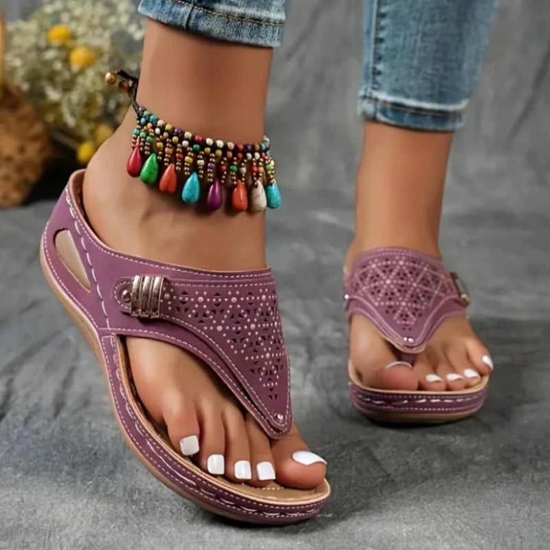 Nuovi Sandali Estivi da Donna con Zeppa, Infradito Open Toe da Esterno, Scarpe Casual di Design alla Moda, Sandali Platform Slip-on da Donna