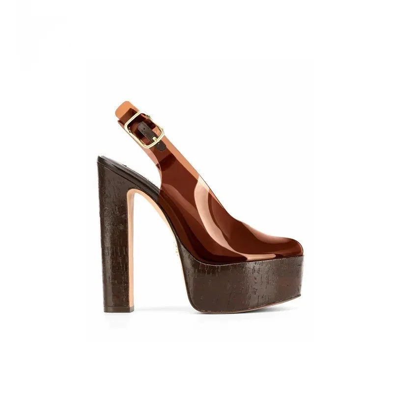 Sandali estivi da donna con tacco alto e suola spessa, sandali trasparenti alla moda per taglie forti da donna 34-44.