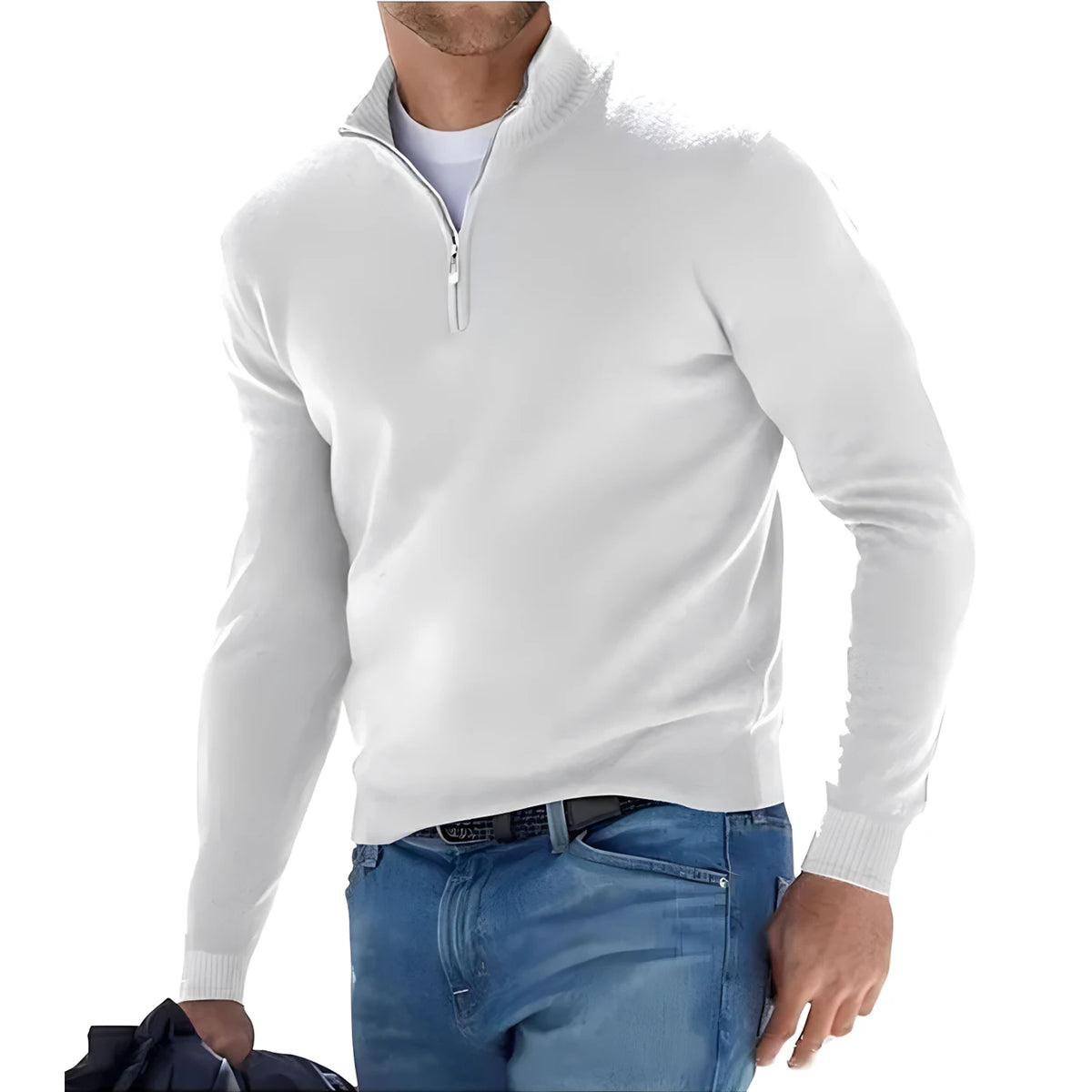 Felpa da uomo autunno Pullover caldo Tinta unita Mezza cerniera Maglione casual Slim scollo a V Manica lunga Felpe da uomo Top invernale