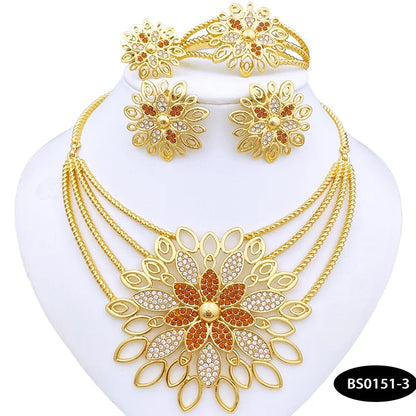 Luxury Big Jewelry Set Fashion Statement Wedding Jewelry Large Pendant Necklace Earring Set For Women Summer Beach Party Gift